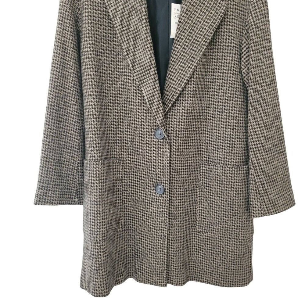 Zara Single Breasted Houndstooth Blazer Sports Coat Jacket Size XS Brown NWT - Picture 5 of 8